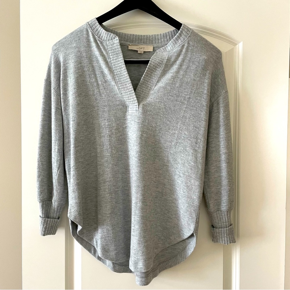 Loft Split Neck Tunic Sweater Xs - image 1